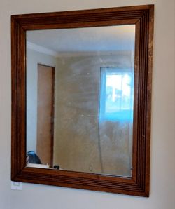 Antique Oak Framed Mirror 