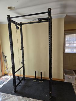 Titan Fitness 91" T-3 Power Rack with Pulley Kit and Roller J-hooks