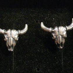 Bull Skull Earings Silver 