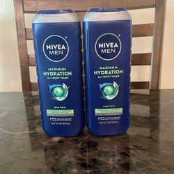 (2) Nivea Men Maximum Hydration 3 In 1 Body Wash Aloe Vera 16.9oz