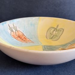 Vintage Hand Painted Vegetable/Pasta/Salad/Fruit Serving Bowl Pastel Colors