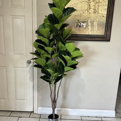 72in Fiddle Leaf Fig Tree Artificial 6ft Tall Artificial Tree in Plastic Pot Fake Ficus Lyrata Plant with 96 3D Printed Leaves, Fake Fig Leaf Tree Art