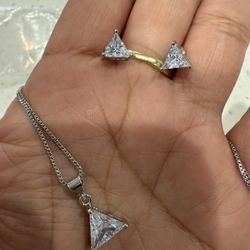 Juego De Aretes Con Cadena De Plata 925 Original 