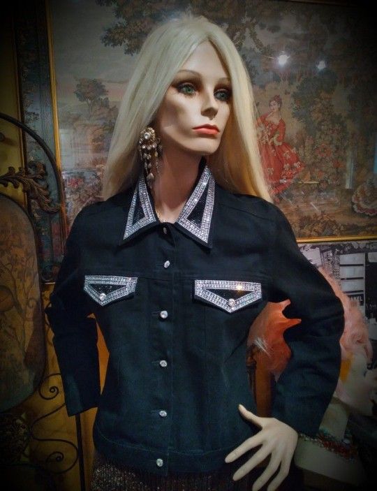 Swarovski Crystals Embellished Denim Jacket By Christine...