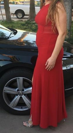 Red long dress with slit