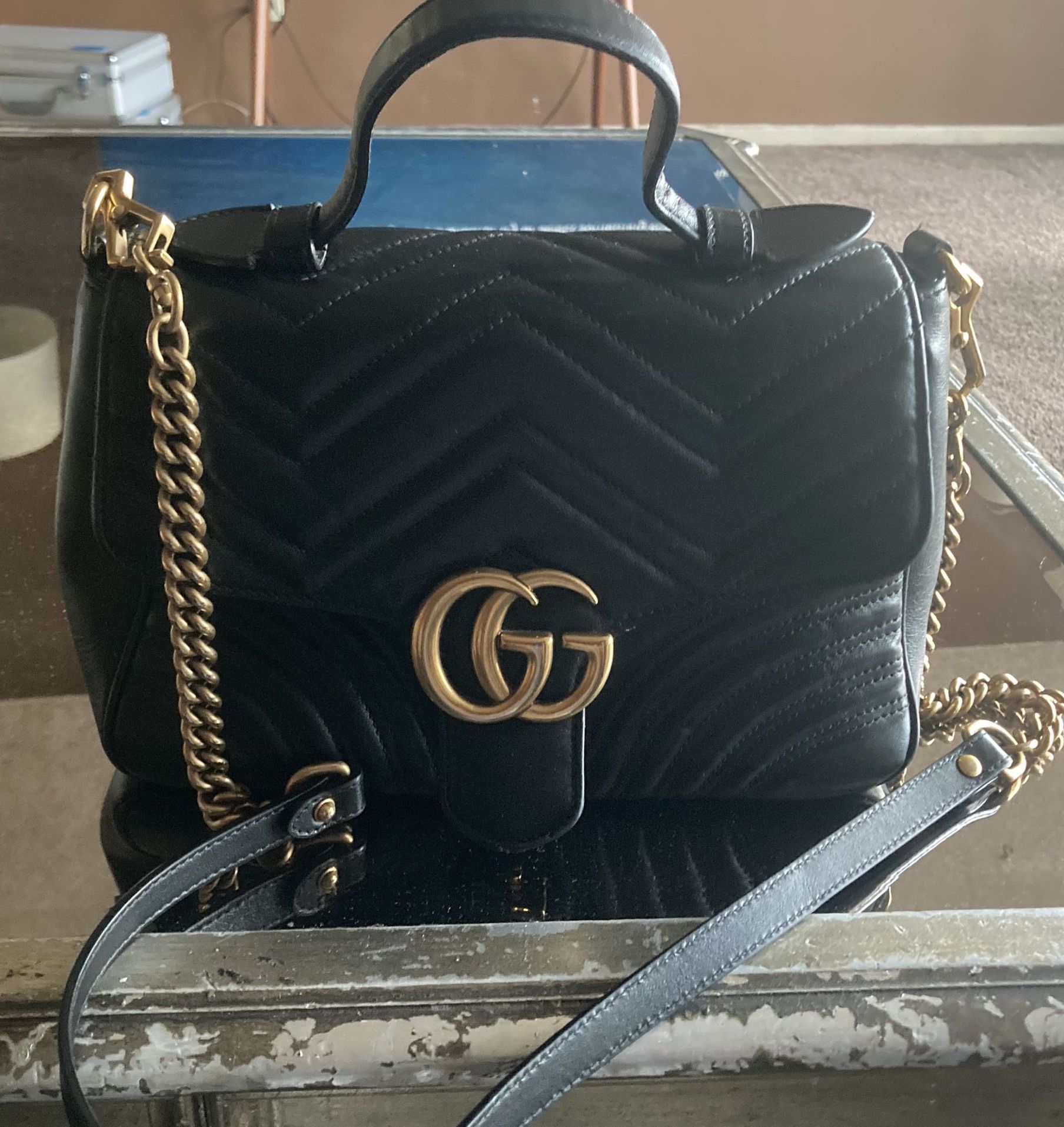 Gucci GG Marmont small top handle bag black