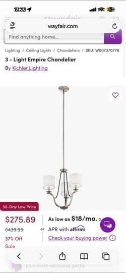 Brand New 3 Light Chandelier!