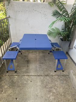 Beach And Camping Portable Table Siamese Folding Tables and Chairs-Plastic PS Thickening