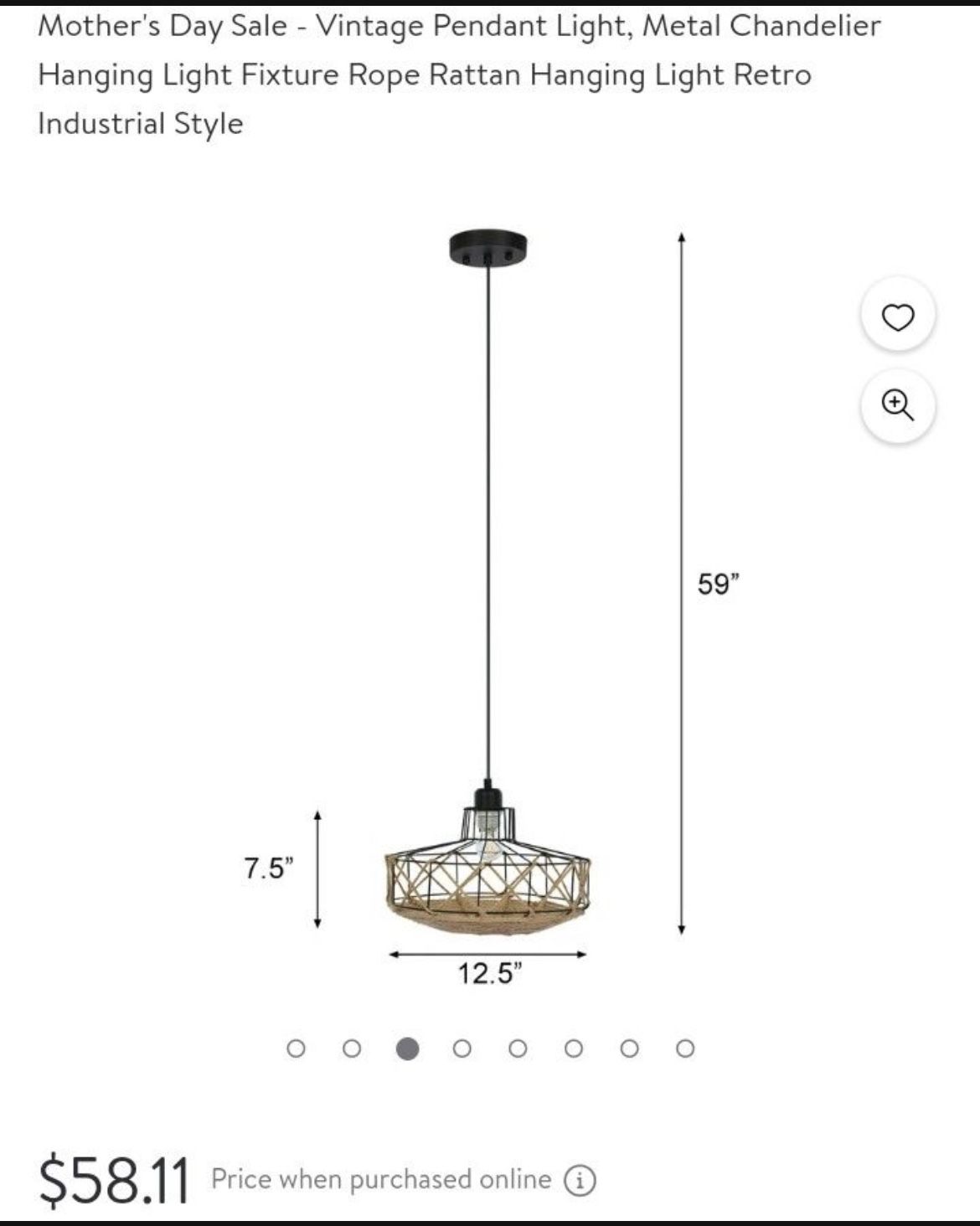 Mother's Day Sale - Vintage Pendant Light, Metal Chandelier Hanging Light Fixture Rope Rattan Hanging Light Retro Industrial Style