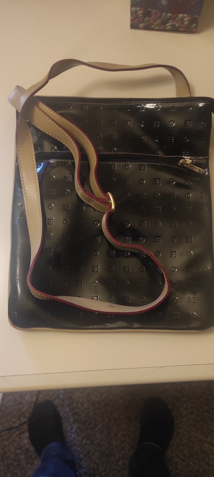 Arcadia Black Patent Leather Italian Handbag