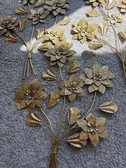 Gold Metal Flower Wall Art Decor