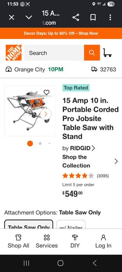 Rigid 10 inch table saw