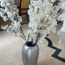 Ceramic Silver/Gray Flower Vase Decoration