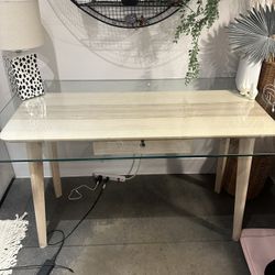 Lisabo IKEA Wooden Desk + Glass Table Top 