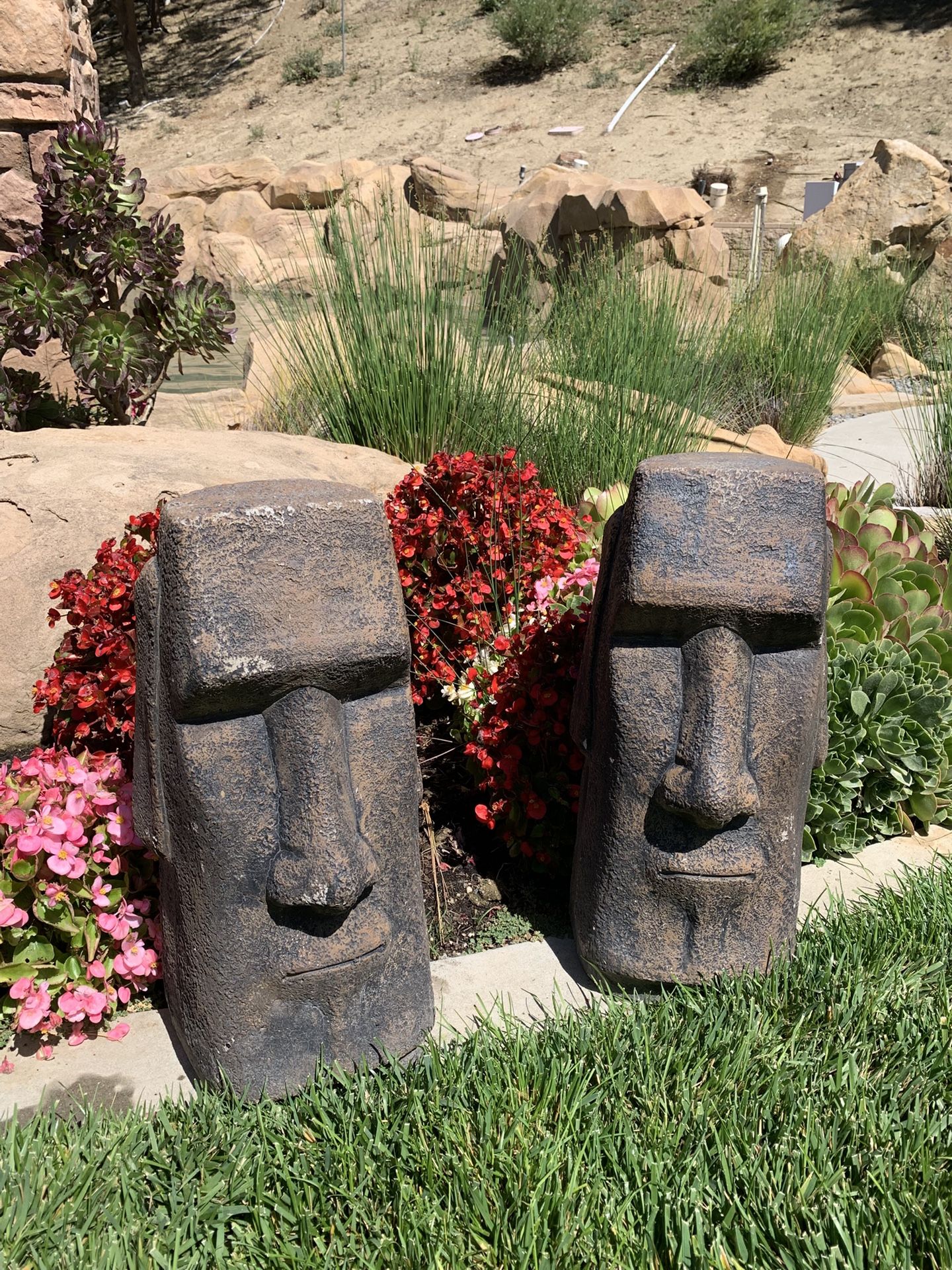 Vintage Big Islander Tiki Statues ($85 Each) Cement