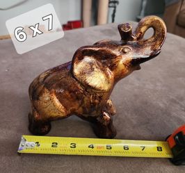 Gold and Brown Elephant Figurine 6x7