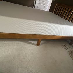Queen wooden bed frame and mattress