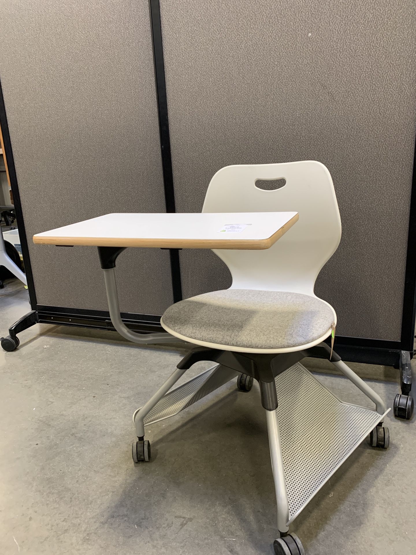 School office task chair with tablet on wheels