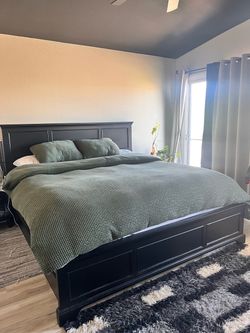 Black Wood King Bed Frame