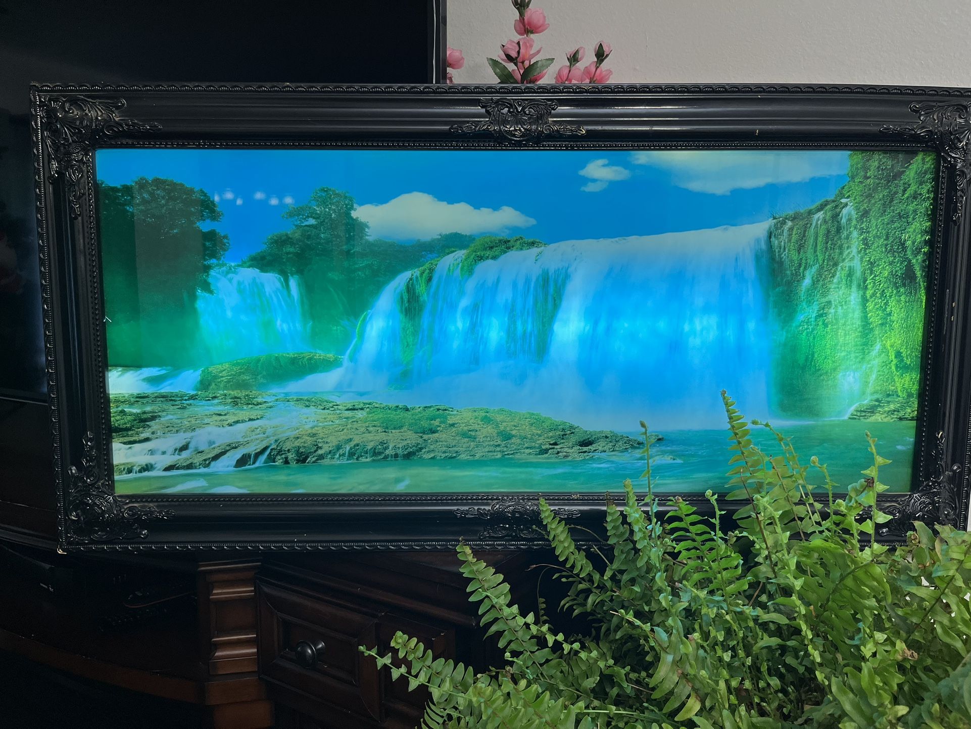 Vintage Waterfall Light Up Sound Picture With Frame