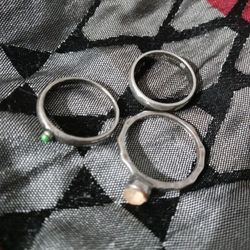 3- 925 Pair Silver Rings Size Unknown 