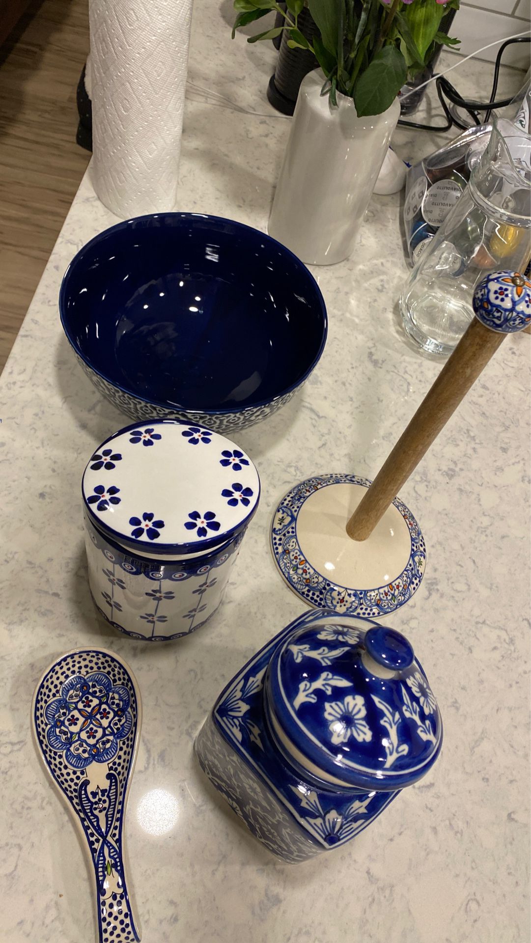 Blue and White kitchen Bowls Jars And Other