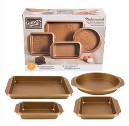Gibson Home®️ 🥧Country Kitchen Embossed Nonstick 4pc Bakeware