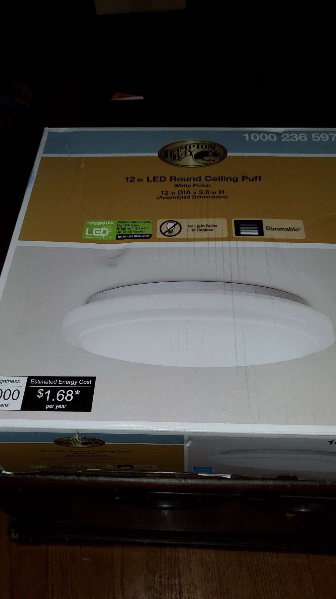 Hampton Bay Functional Style 12 in. Round White 75-Watt Equivalent Integrated LED Flush Mount 1000 Lumens Dimmable