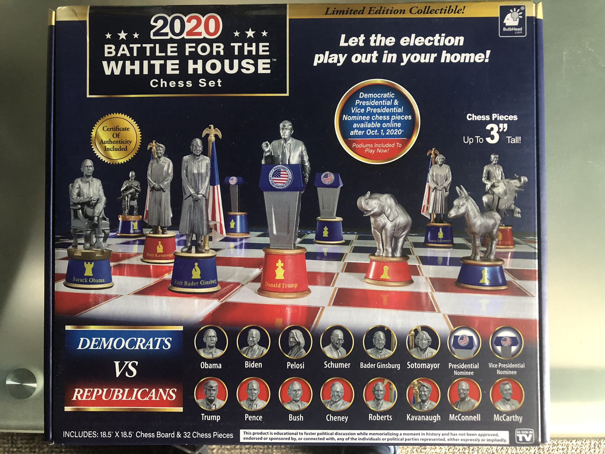  Brand New 2020 Battle For The White House Chess Set.  Trump