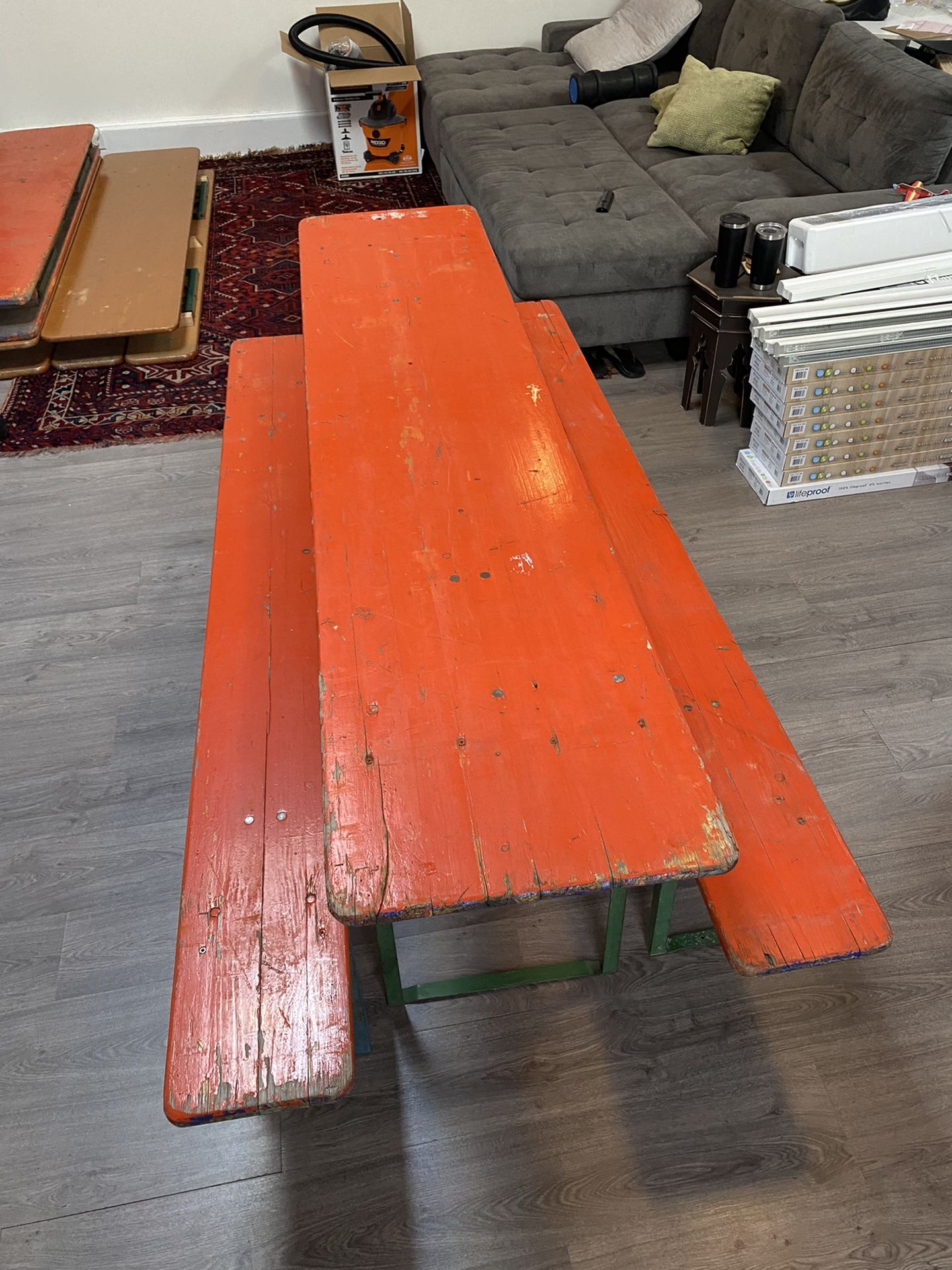 Vintage Wooden Beer Garden Set, Bier Garden table, Rustic Table Bench Set,