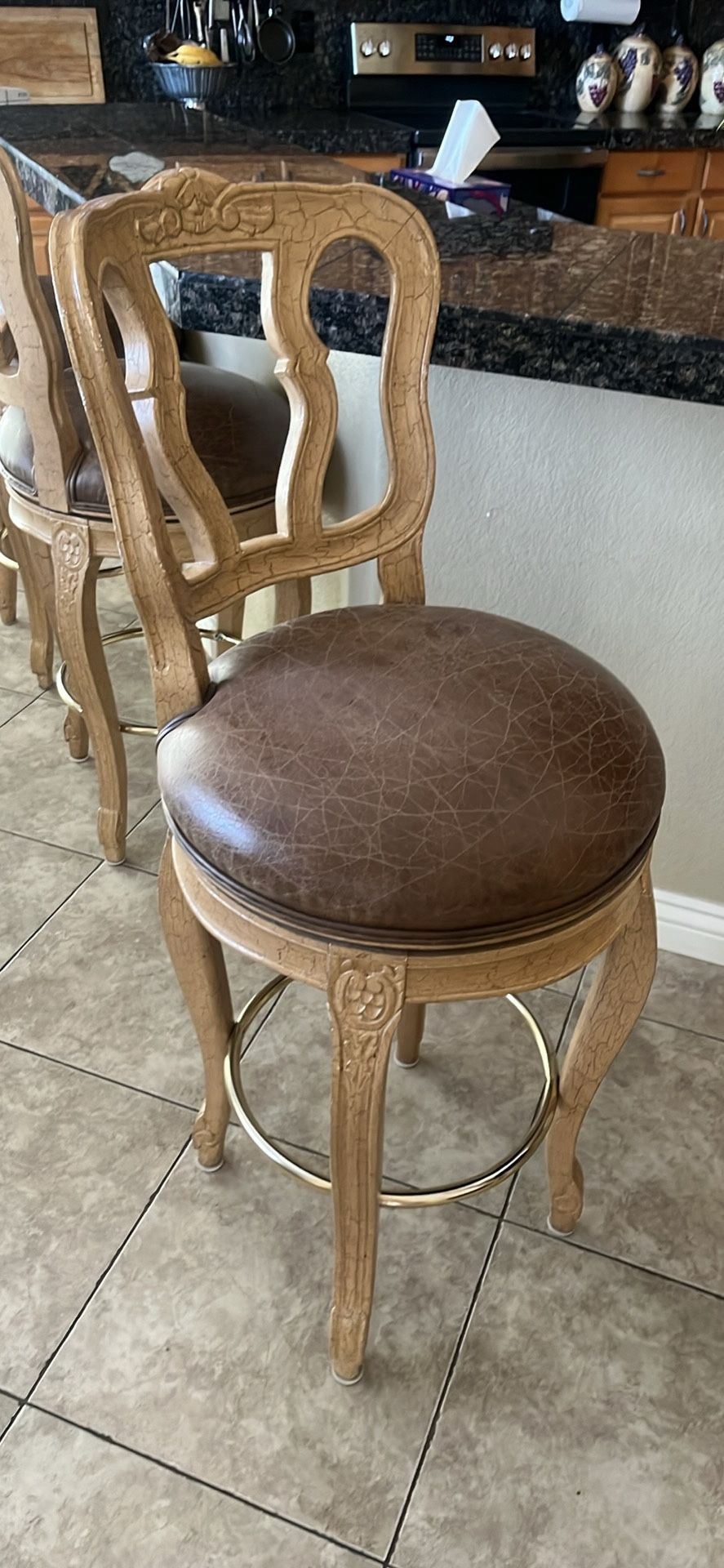 4 Swivel Leather Bar Stools $175 For All 4