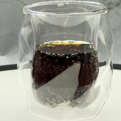 (1) Double walled lead-free  200ML whiskey glass cup. old fashioned Cocktail Glass,  Rocks, Cup for Water, Juice. 