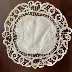 Two 12” Battenburg Lace Doilies