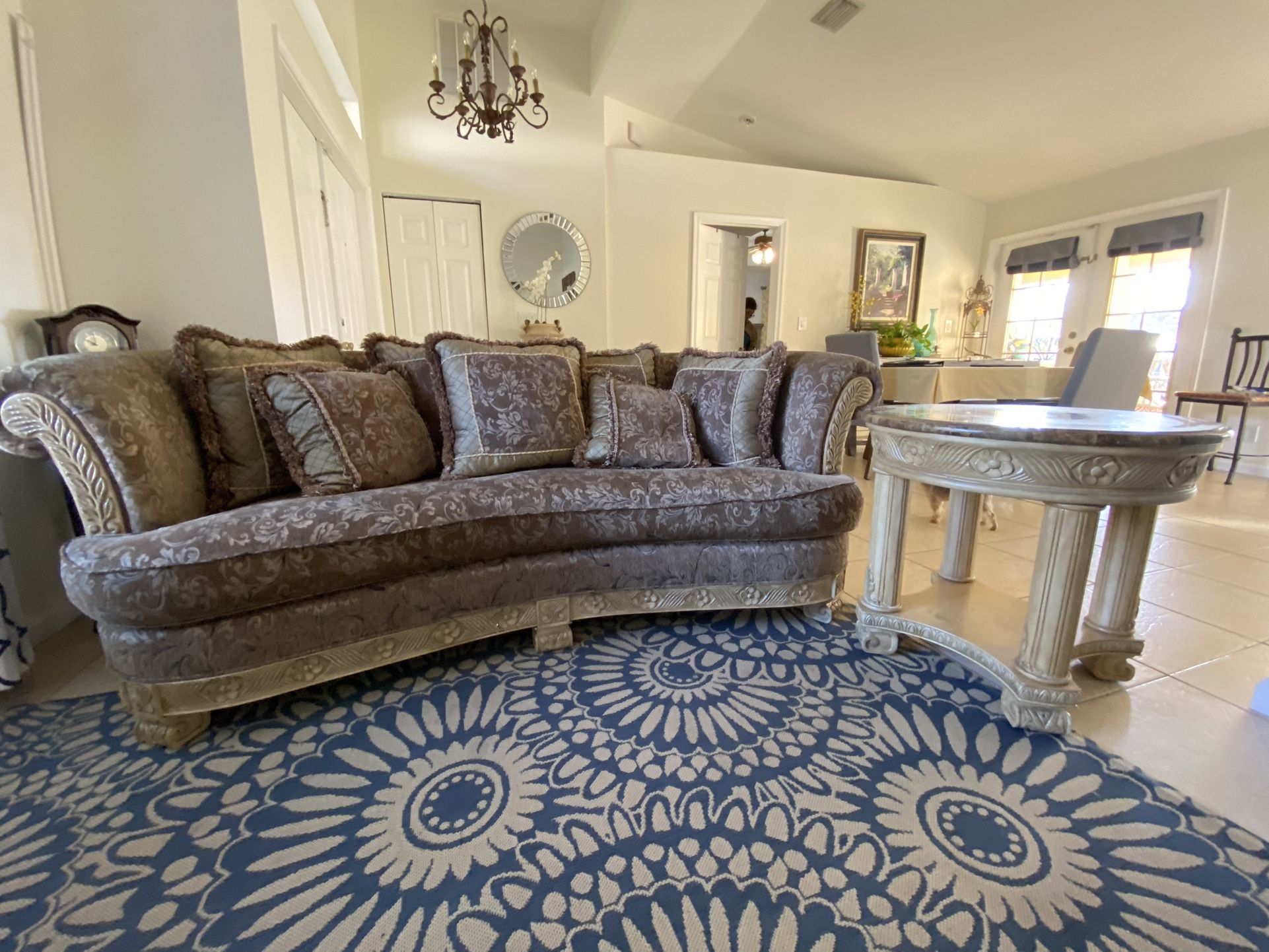 Antique Sofa And Side Table Set