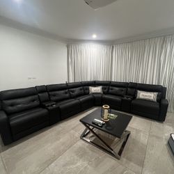 Recliner leather sectional 7 piece’s sofa And Coffee Table