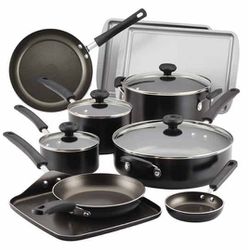 Farberware 15-Piece Easy Clean Aluminum Nonstick Pots and Pans Set/Cookware  Set