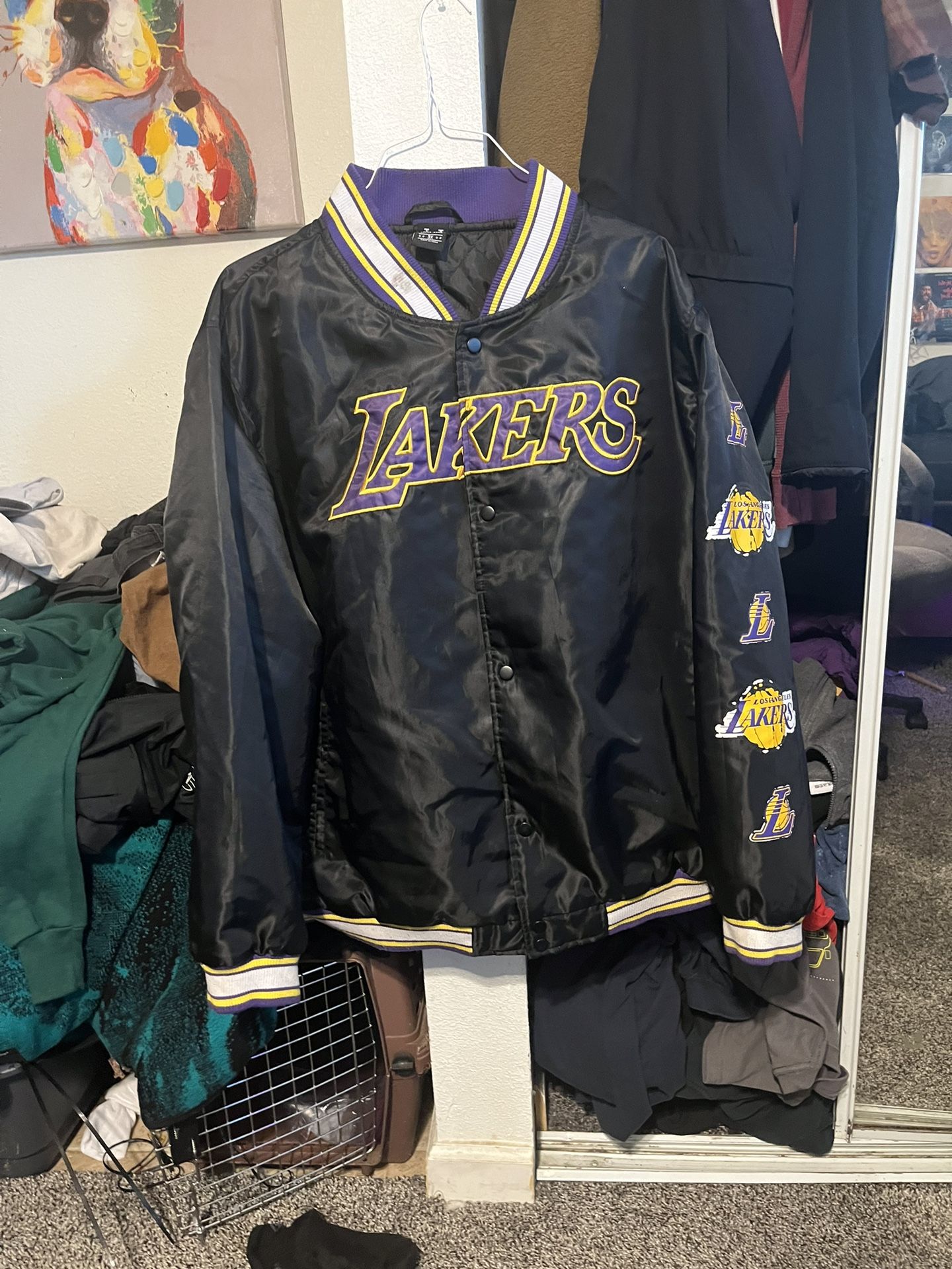 Black Vintage lakers Bomber Jacket 