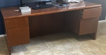 Sturdy Brown Wooden Office Desk