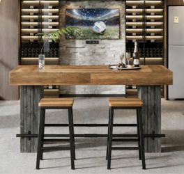 🔥 Modern Rustic Bar Table / Pub Table – Wood & Black – New