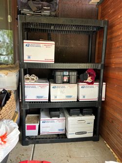 Black Plastic Heavy-Duty Storage Shelving Unit