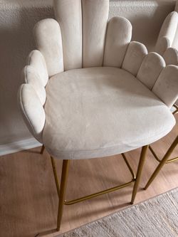Set of 4 Cream Velvet Bar Stools