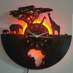 AFRICA VINYL RECORD LED WALL CLOCK 