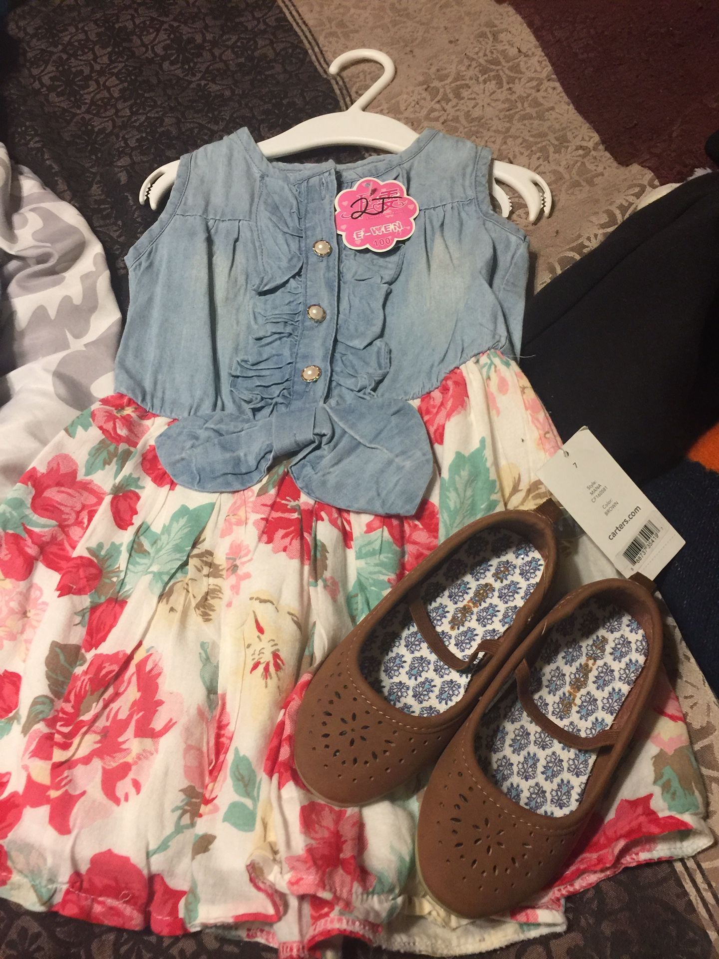 Easter dress size 2 toddler and brand new carter shoes size 7