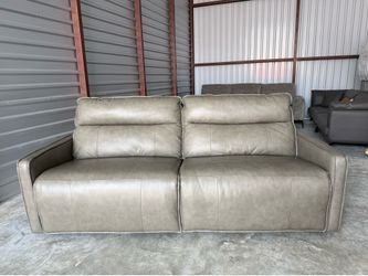 Henredon Keira Leather Zero-gravity Reclining Sofa, Gray