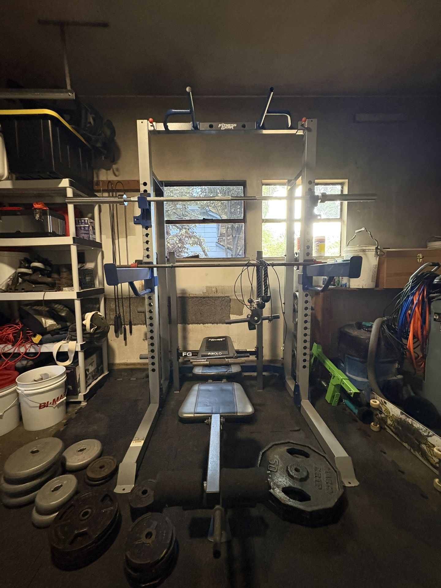 Fitness Gear Half Rack With Weights And Foam Floor Mats