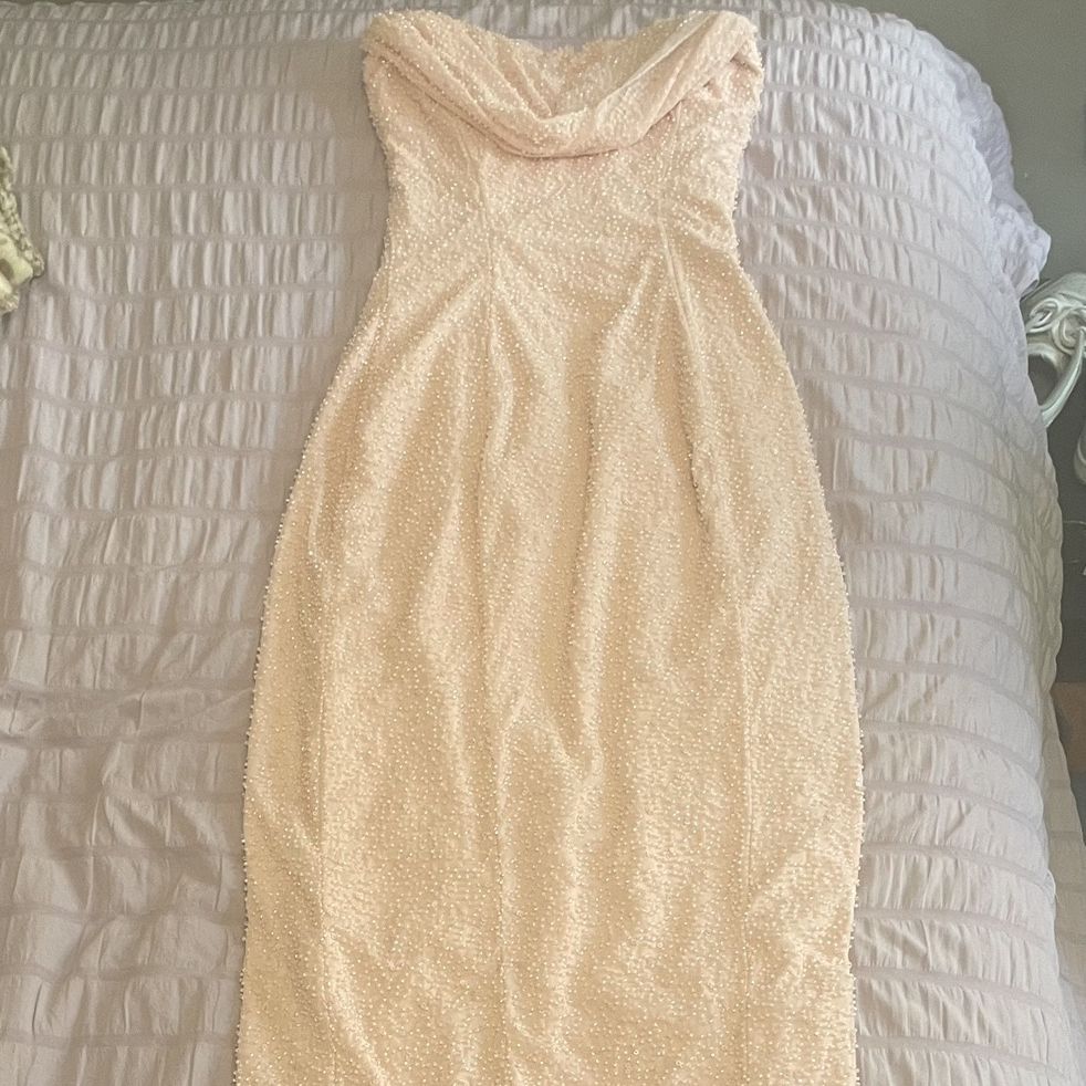embellished bandeau cowl neck maxi dress in ivory OhPolly Blush for Sale in Downey, CA Strapless