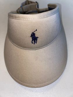 Polo Ralph Lauren Tan Khaki Cotton Twill Sun Visor Hat Navy Blue Pony Logo