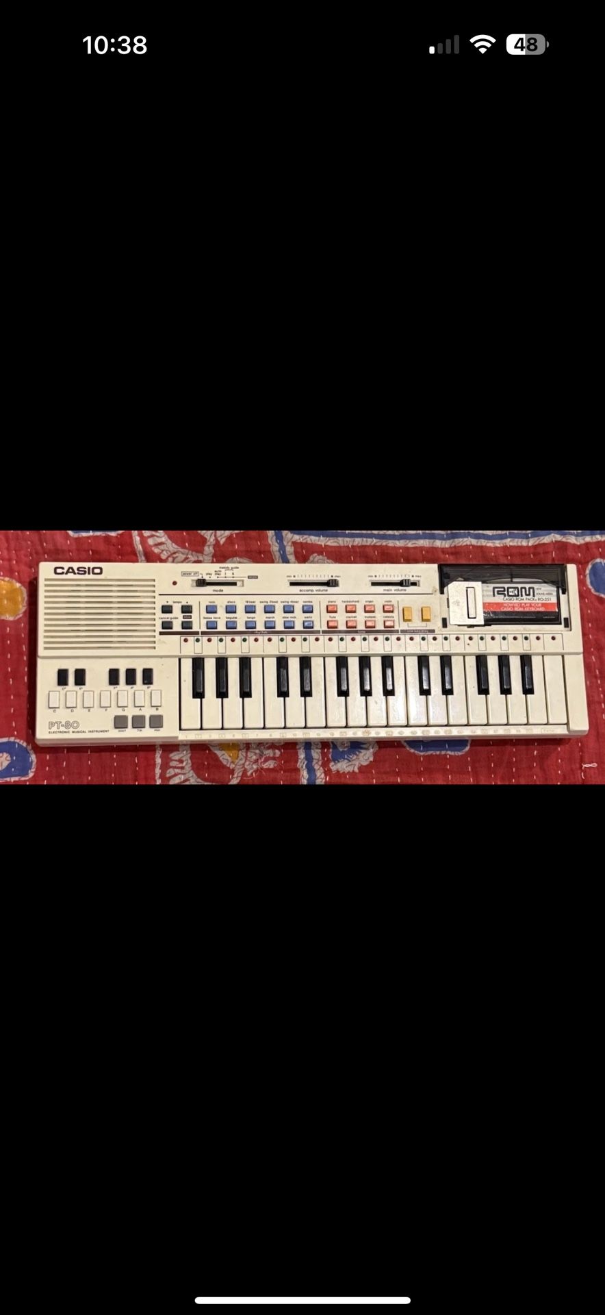Vtg Casio PT-80 Mini Synth Electronic Keyboard Tested Working Rom Pack R0251