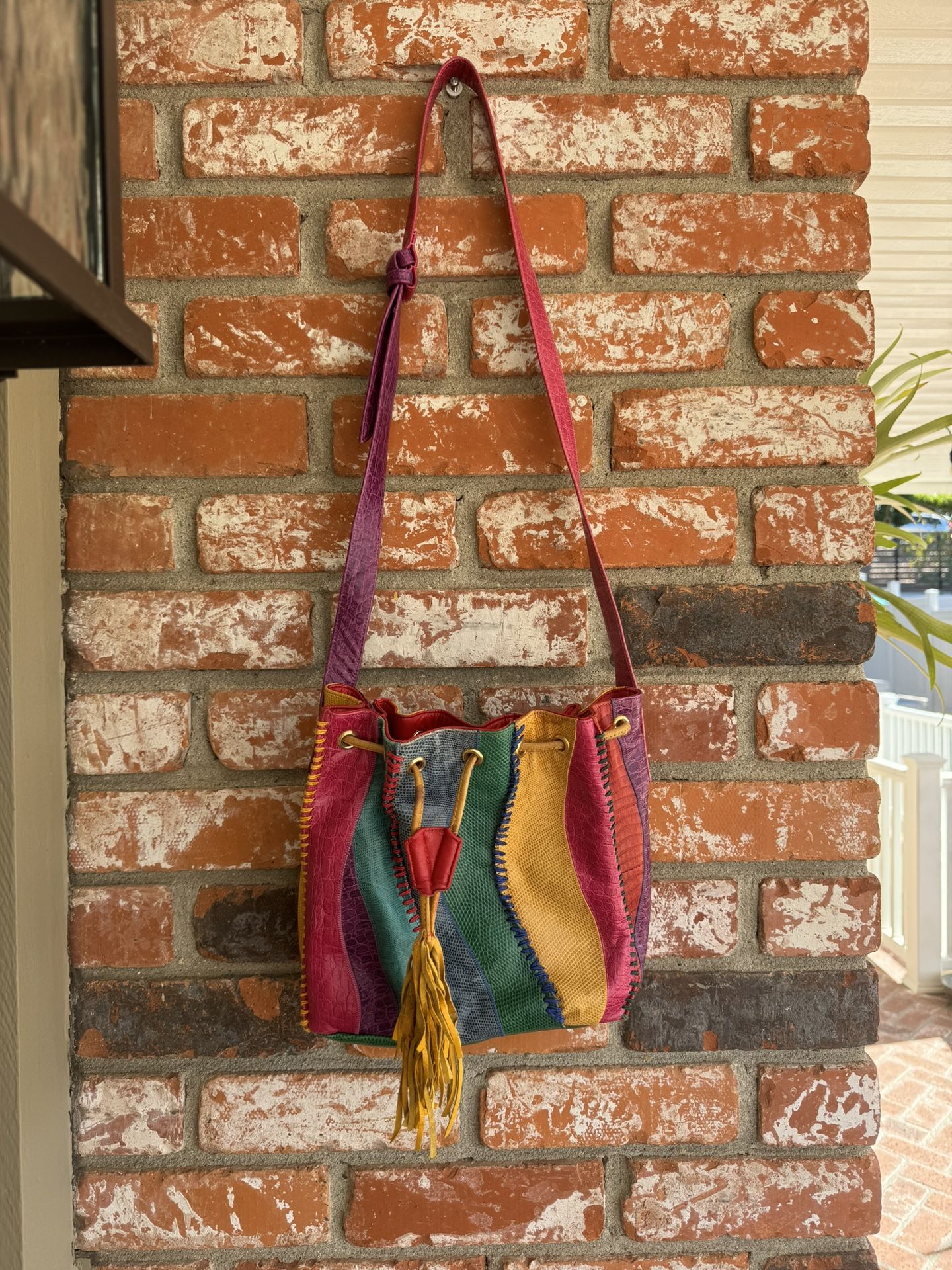 Vintage Sharif Bag Colorful Leather With Attached Coin Purse 80’s