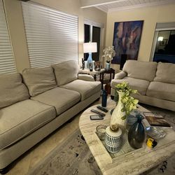 Beige Sofa, Loveseat And Chair And Half Set 